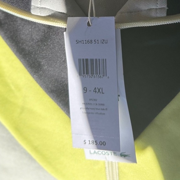 Lacoste Men's 4XL Zip-Up Jacket Color Block Grey/Navy/Yellow Retro Style - Picture 4 of 4
